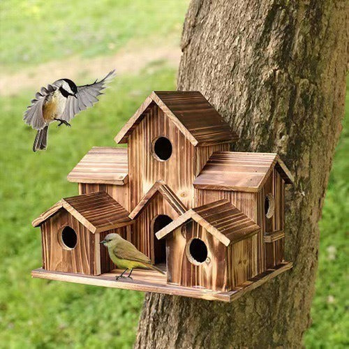 Multi-Level Wooden Birdhouse